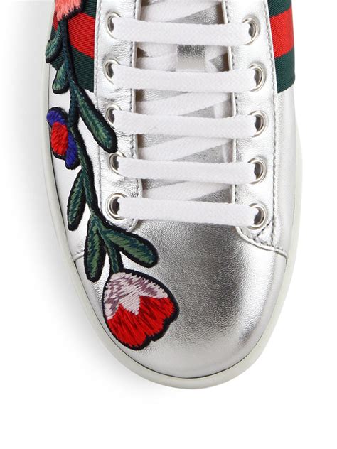 gucci flower snaker|gucci ace embellished leather sneakers.